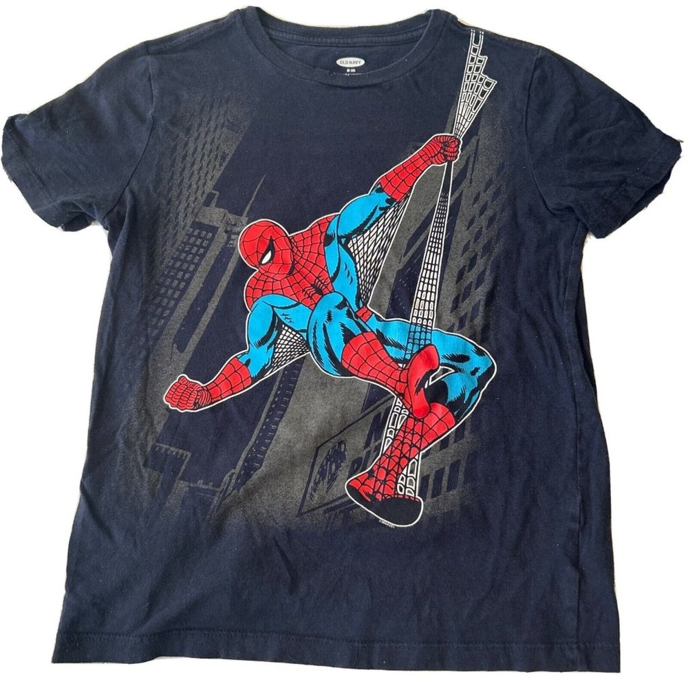 Marvel Spider-Man Old Navy Youth Size M Size 8 Black Short Sleeve T-Shirt - Picture 1 of 6
